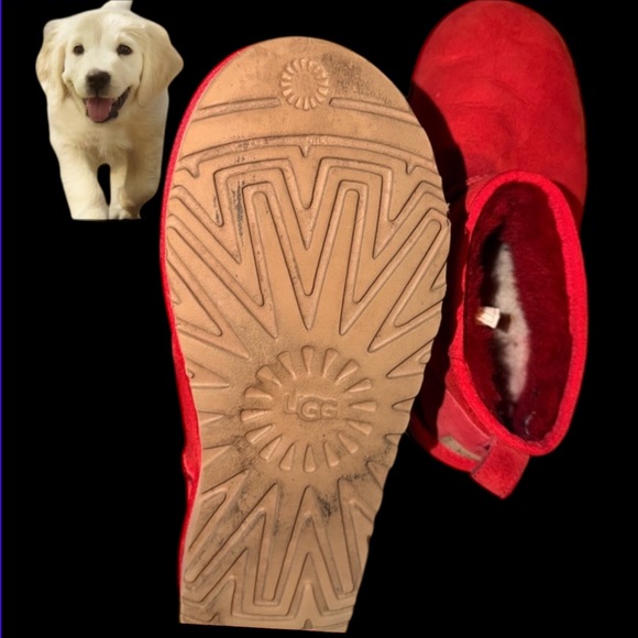 UGG Ultra Mini Red Suede Boots - Picture 3 of 4